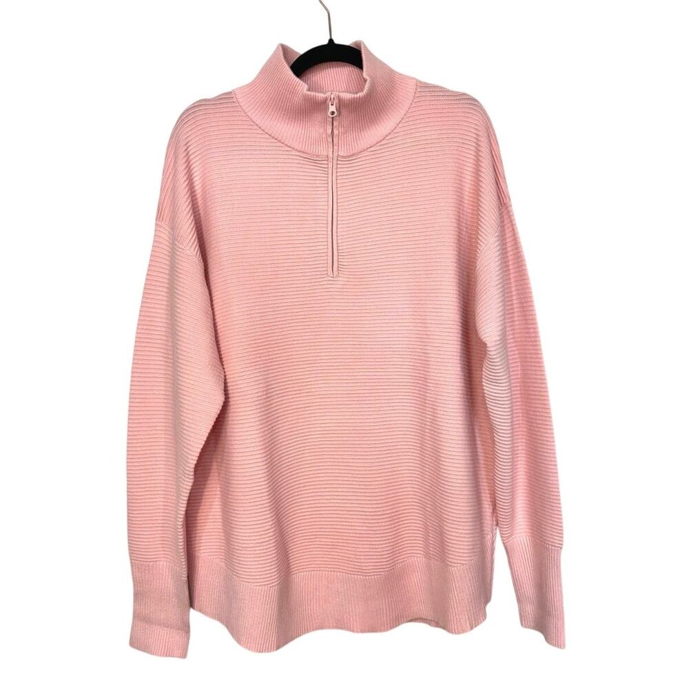 Pretty Garden Long Sleeve Quarter Zip Pullover XL High Collar Ribbed Knit -NWT